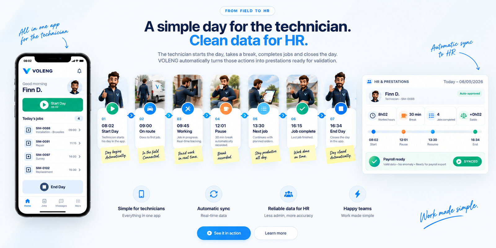VOLENG field technician and Workforce HR connected workflow